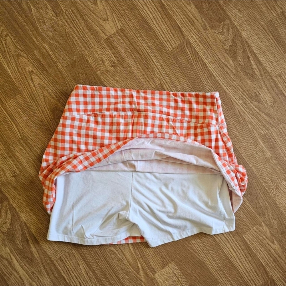 Orange And White Checkered Skort - Picture 2 of 4